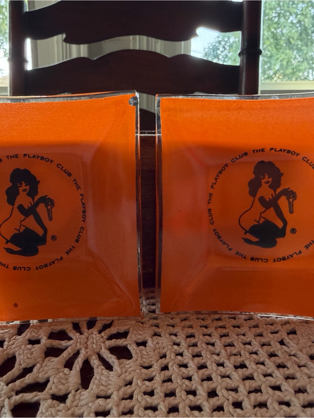 Orange Glass Playboy Club small Dish - Set of 2